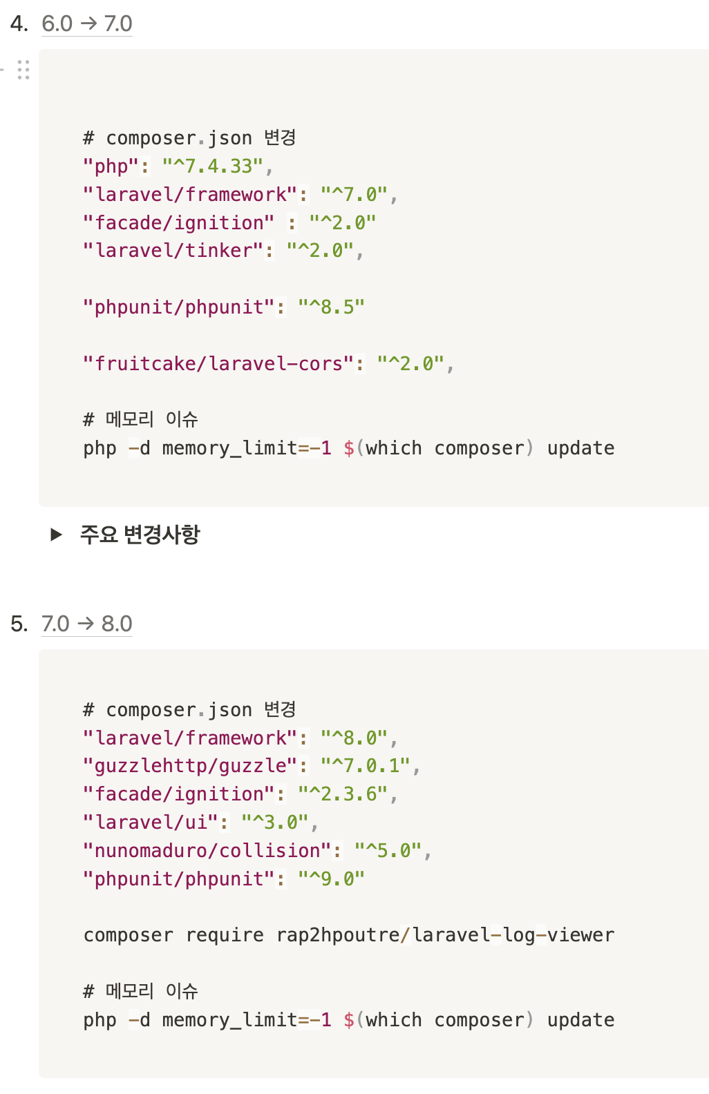 Laravel Version UP 노션 (2)